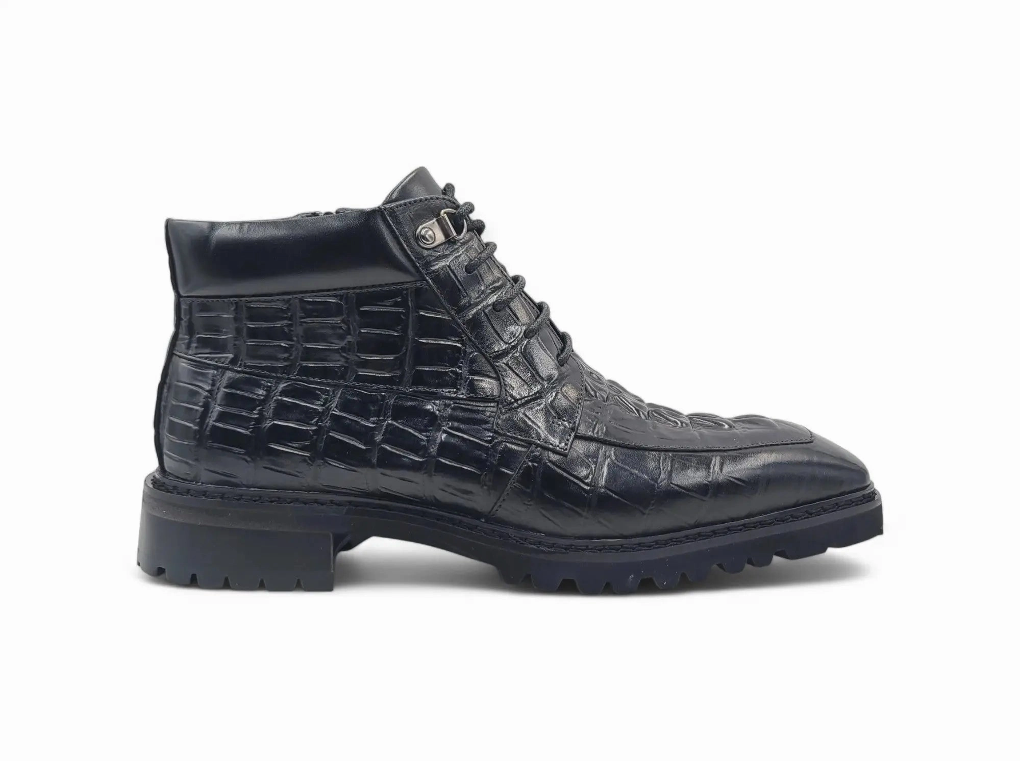 Cowboy Work Boots Men's Lace-up Boots Alligator Embossed