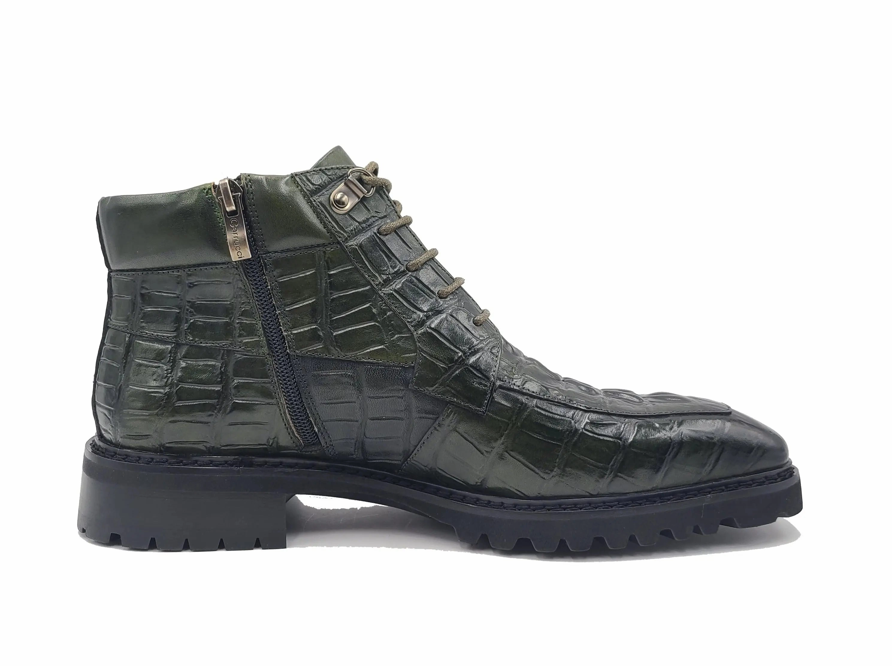 Otk Boots Leather Men's Lace-up Boots Alligator Embossed