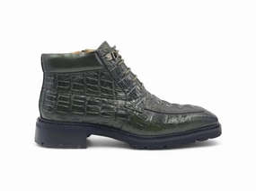 Men's Lace-up Boots Alligator Embossed Snow