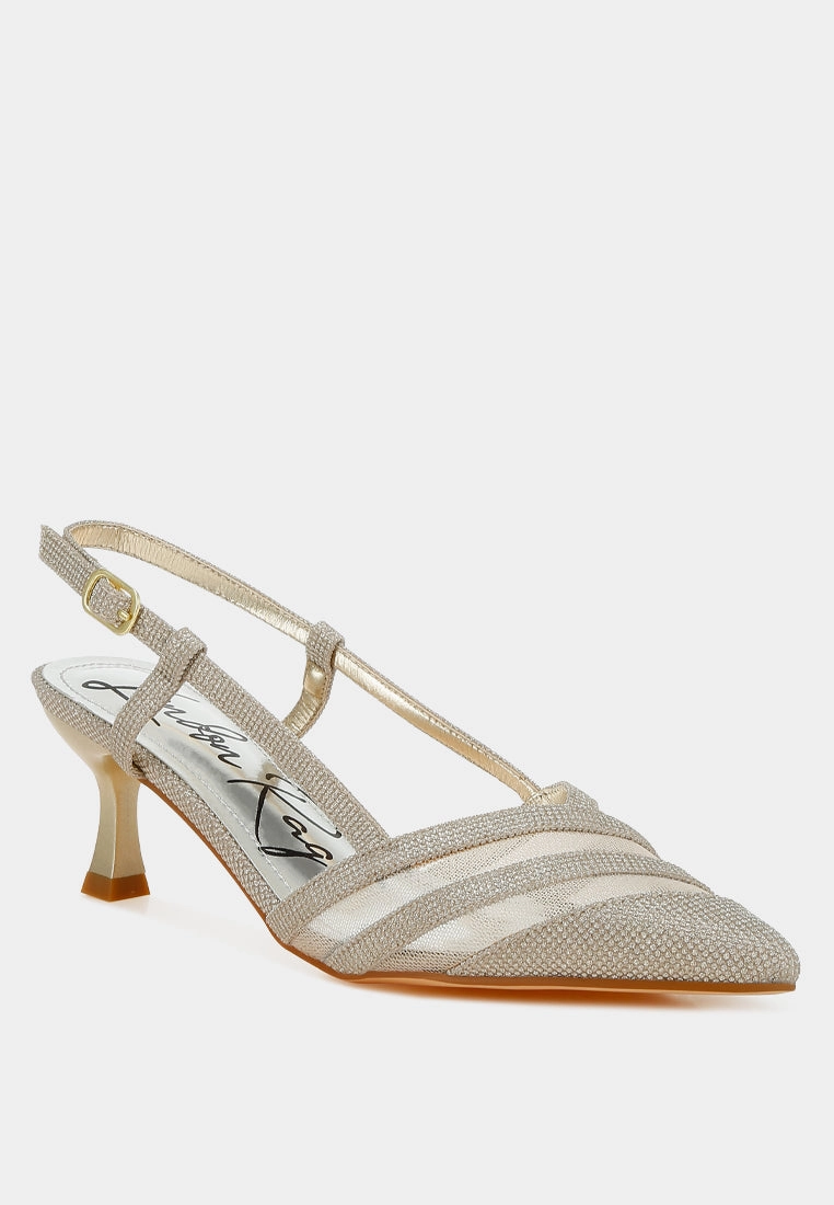 Daldra Kitten Heel Slingback Sandals Wedding Flat Sandals