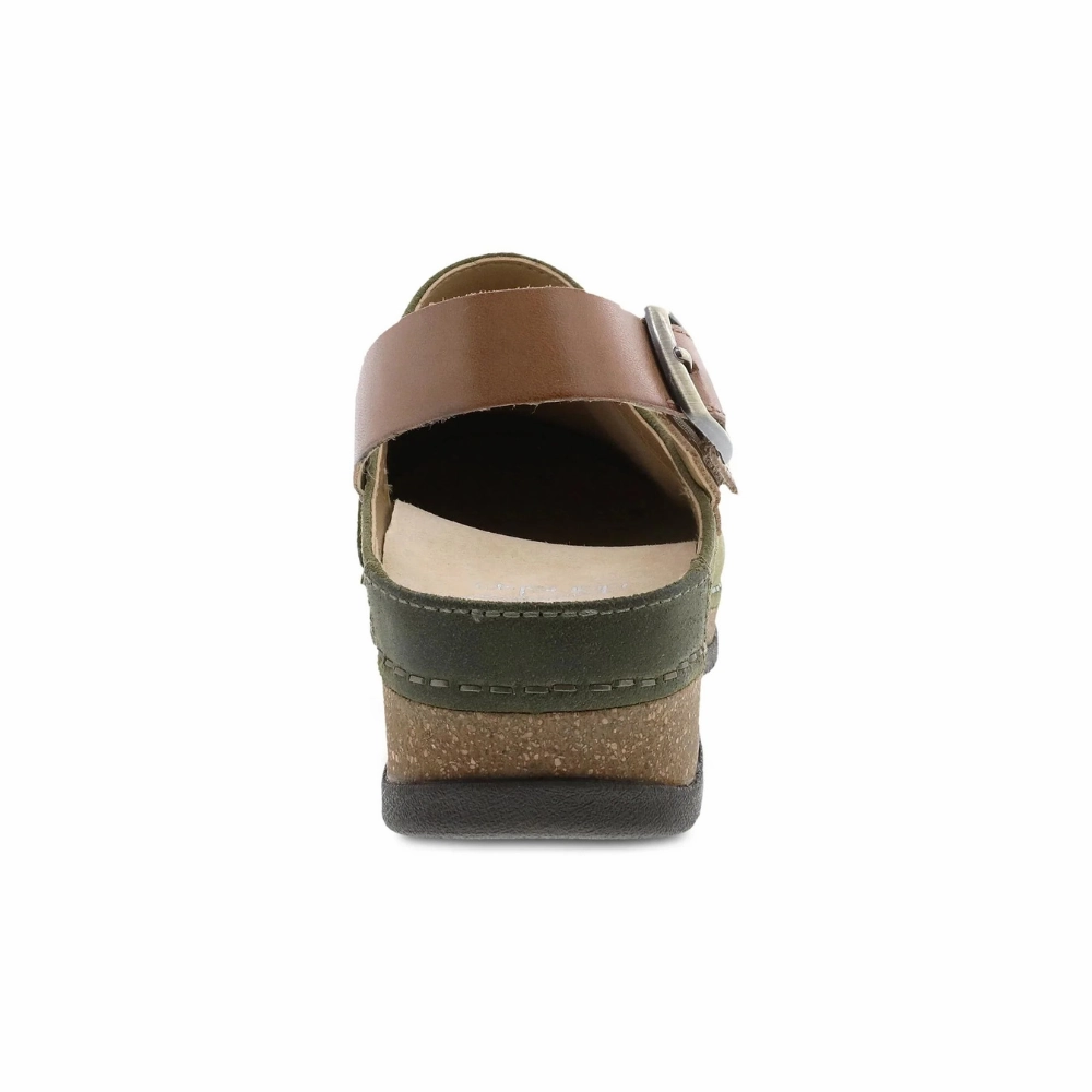 Fibertrends Com Felt Clogs Dansko Merrin Olive Burnished Suede Mule (Women's)