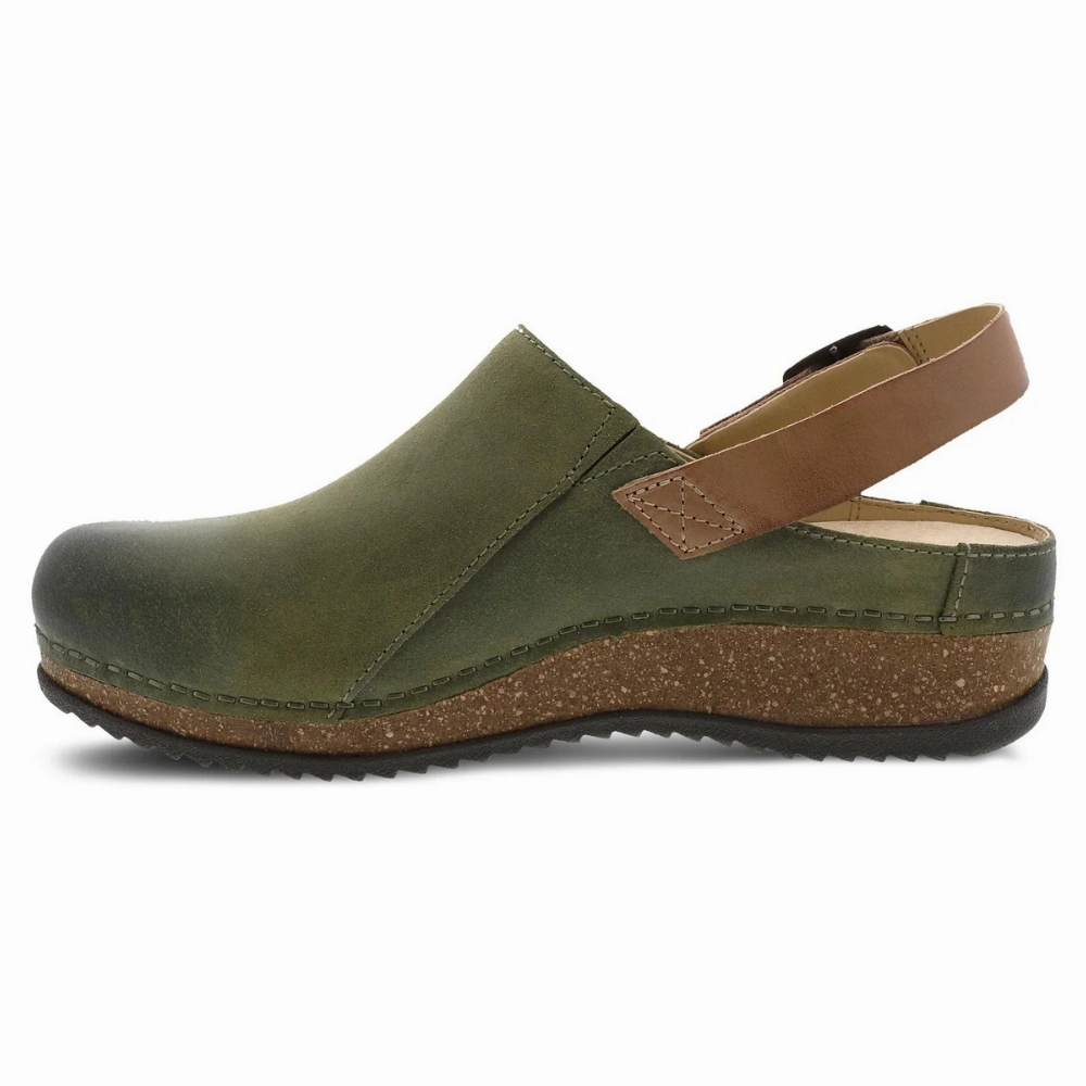 Plakton Clogs Dansko Merrin Olive Burnished Suede Mule (Women's)