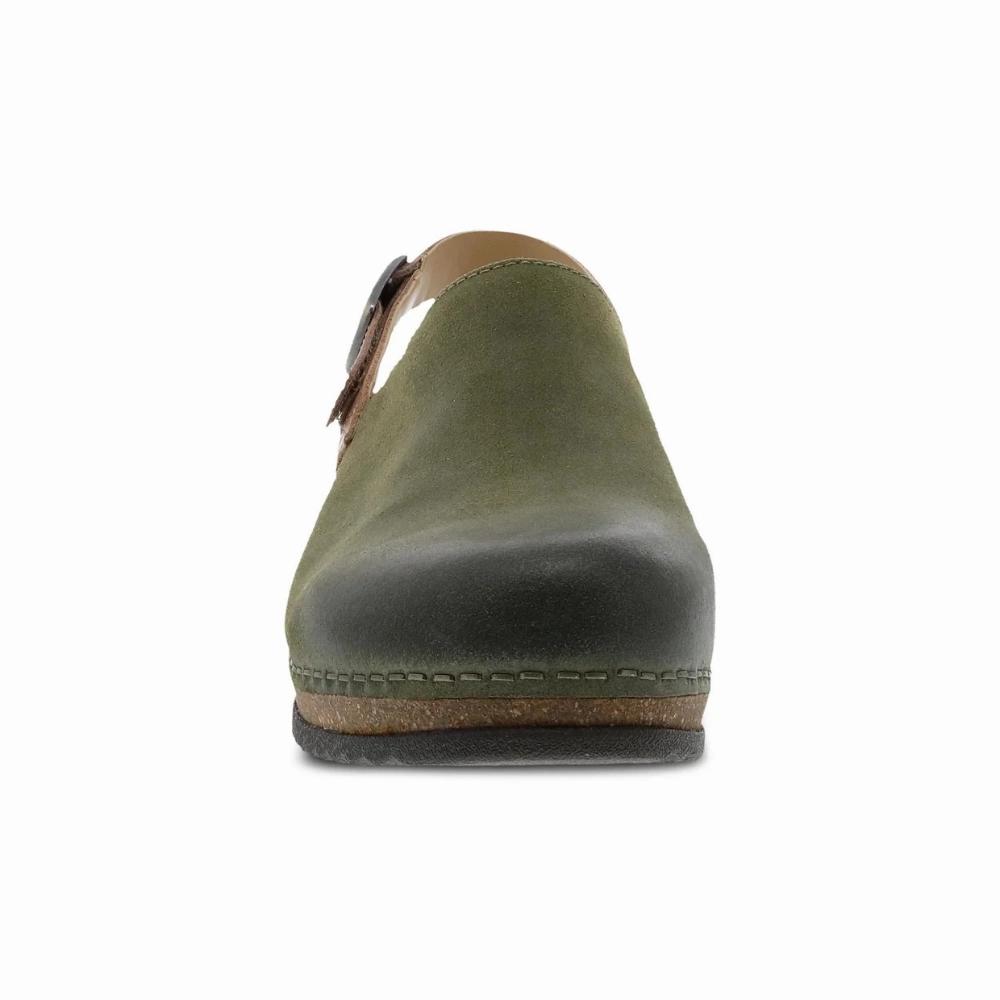 Nurse Mates Clogs Dansko Merrin Olive Burnished Suede Mule (Women's)