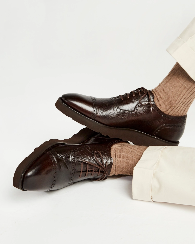 Newton House Oxford Dark Brown Brogue Lightweight Dress Shoe