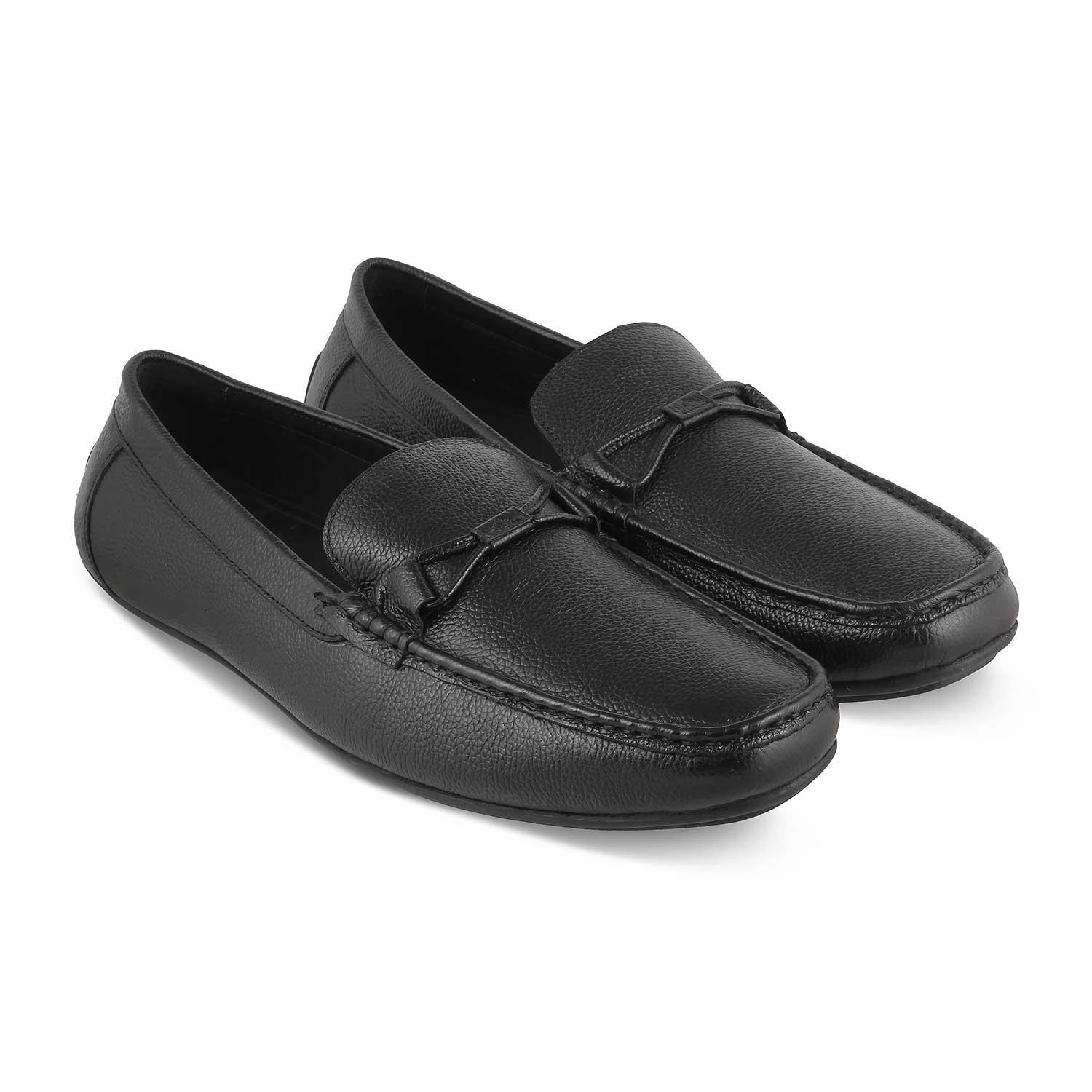 The Levent Black Men's Leather Driving Loafers Tresmode Intentionally Blank Marblehead Loafers
