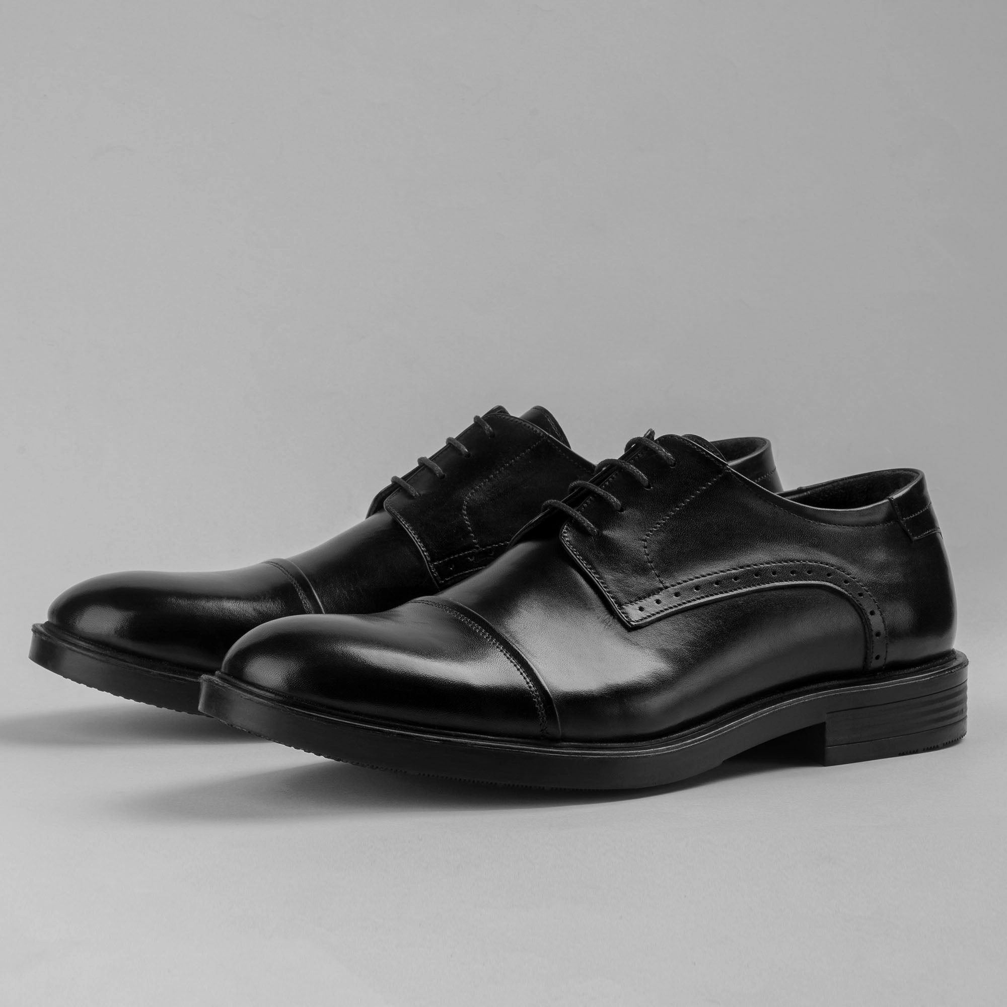 Derby Cap Toe Shoes - Black Canvas Lace Up Shoes
