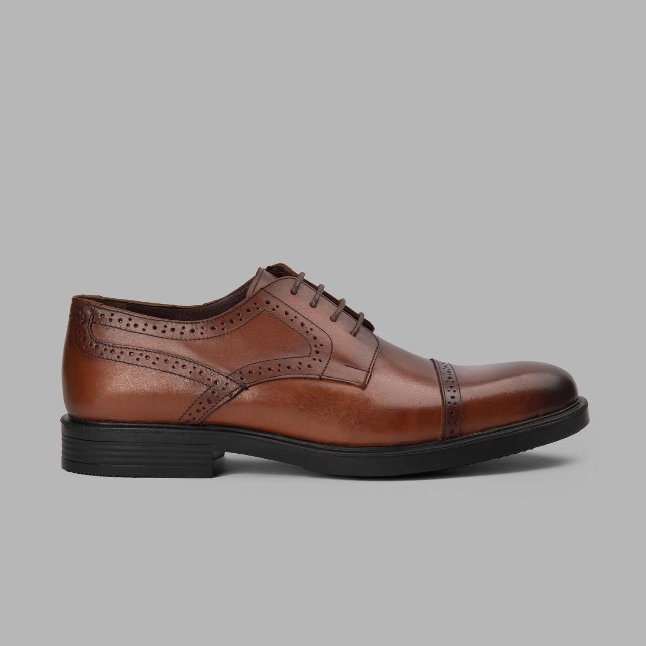 Oxford Lace Up Shoes Derby Cap Toe Shoes - HAVAN