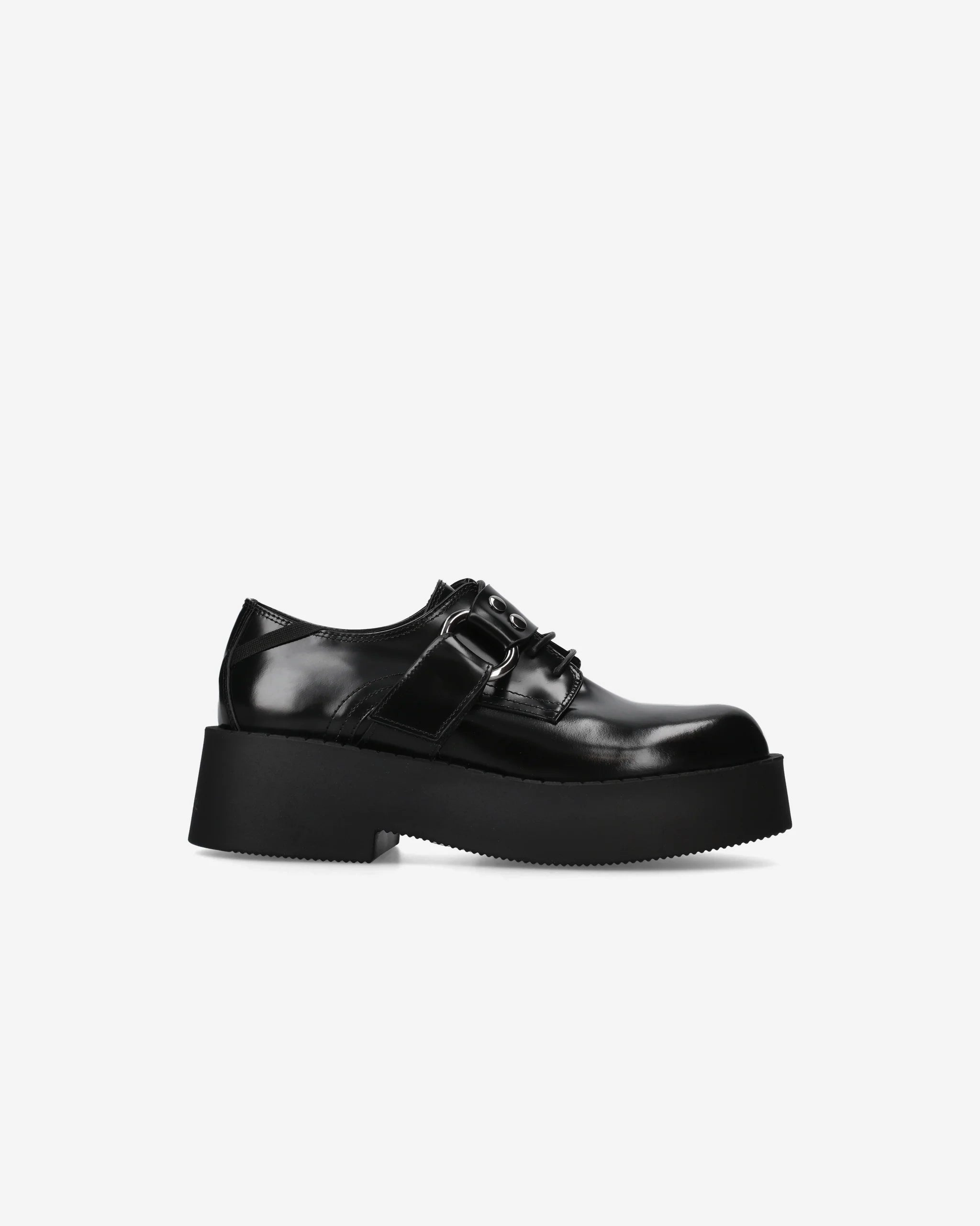 Derby Shoes M6831A in Black Mousse Calfskin Gray Lace Up Shoes