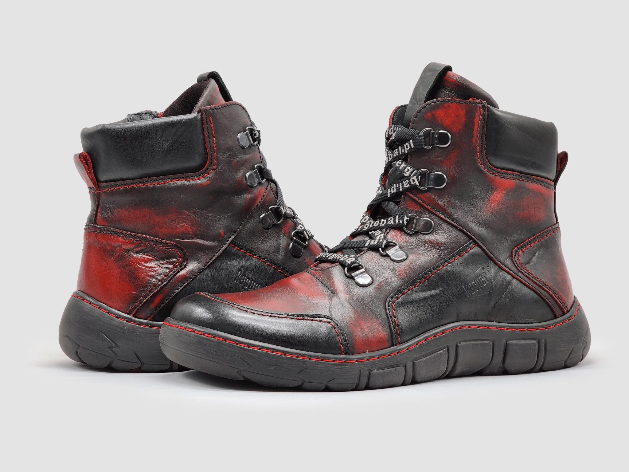 Skull Boots Women's Original Insulated Zip-Up Leather Boots - Black & Red