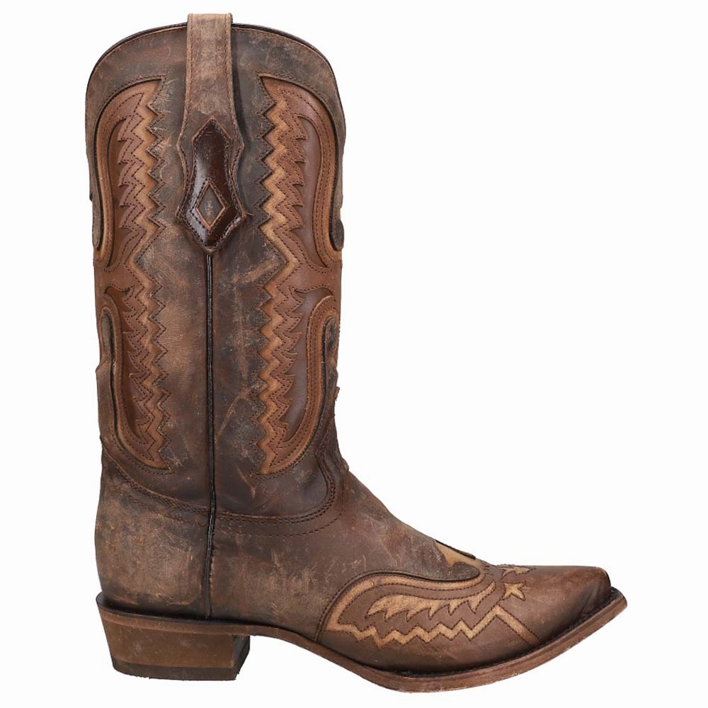Ariat Work Boots On Sale Distressed Tan Eagle Embroidered Snip Toe Pull On Cowboy Boots