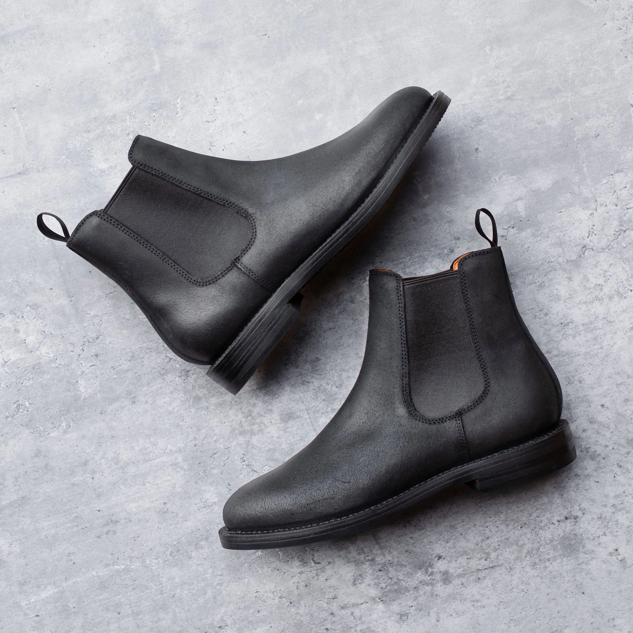 Josephine Chelsea Boot Black Waxed Commander Hi-line Heel Chelsea Boots