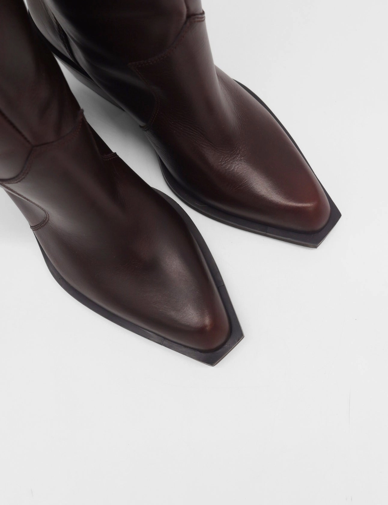 Runaway knee-high tall boots in brown deep burgundy leather women's shoes Suede Over The Knee High Heel Boots