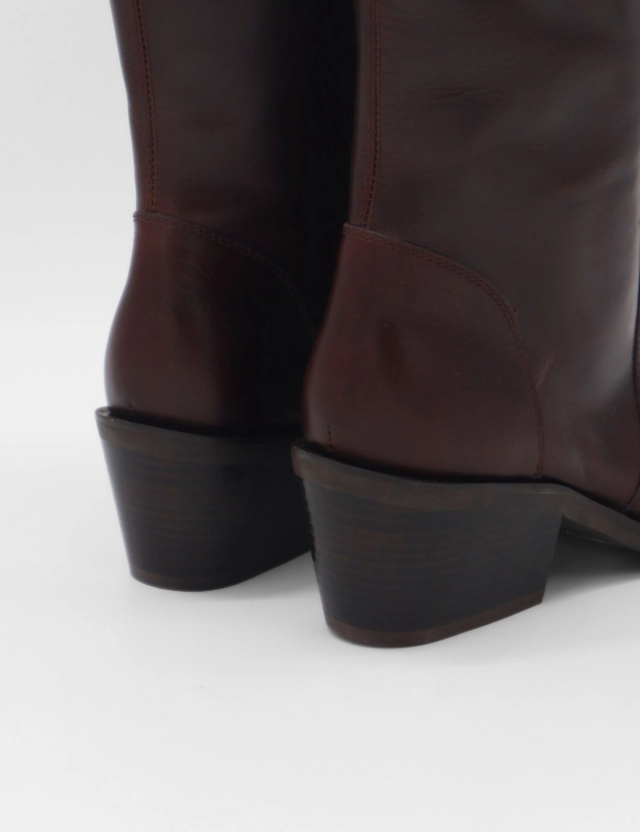 Knee-high Leather Boots Runaway knee-high tall boots in brown deep burgundy leather women's shoes
