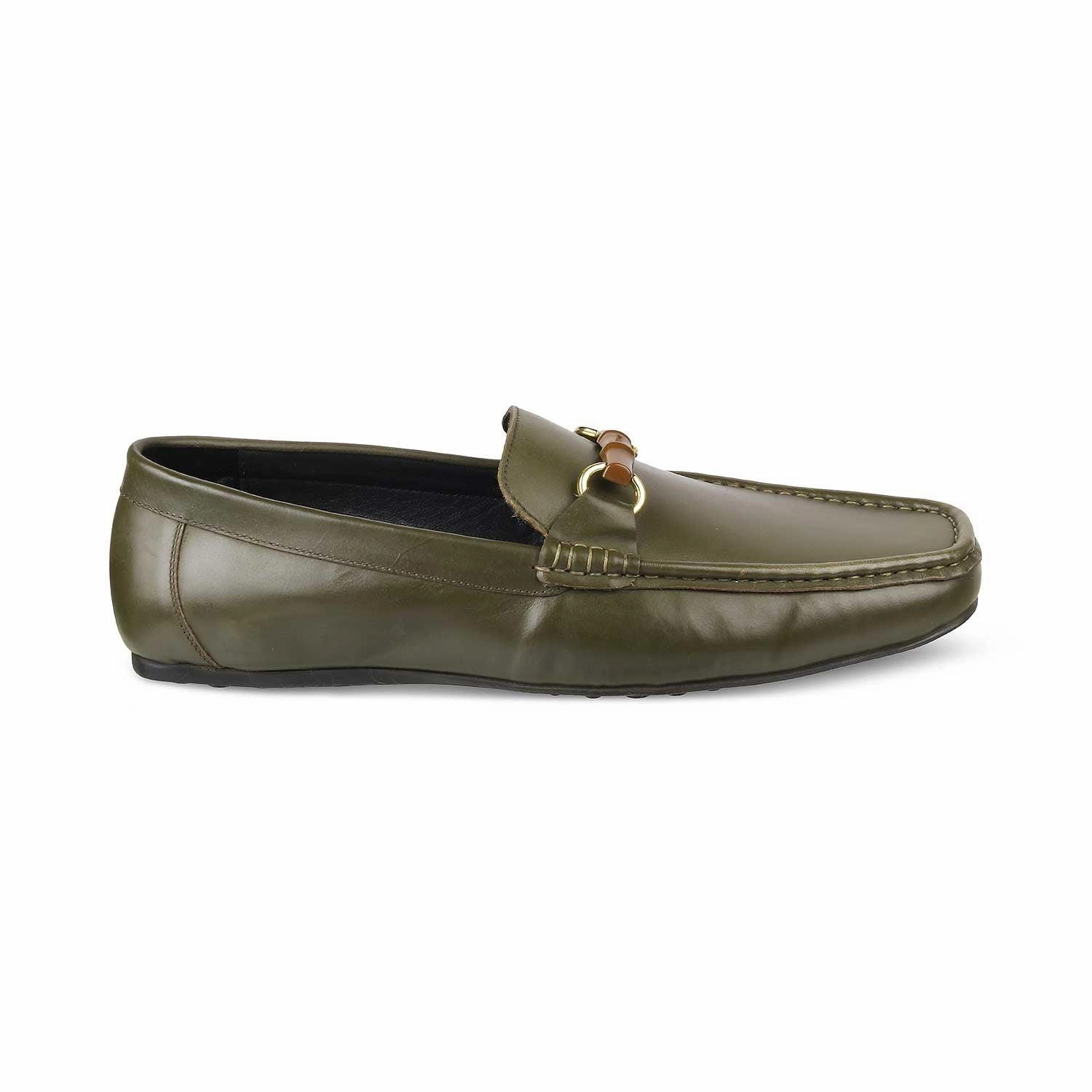 The Porter-2 Green Men's Leather Loafers Tresmode Gucci Rubber Loafers