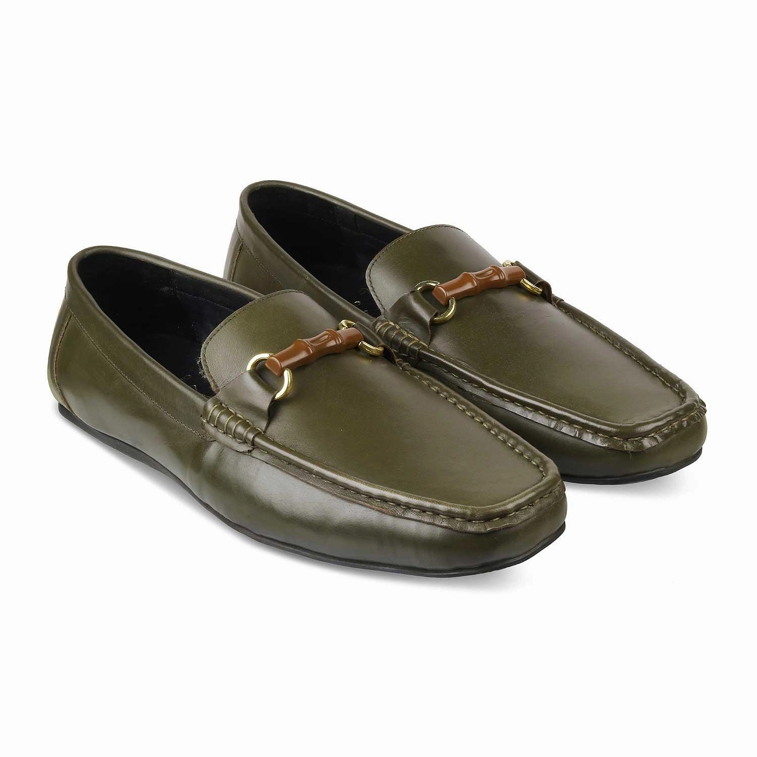 Phat Farm Loafers The Porter-2 Green Men's Leather Loafers Tresmode