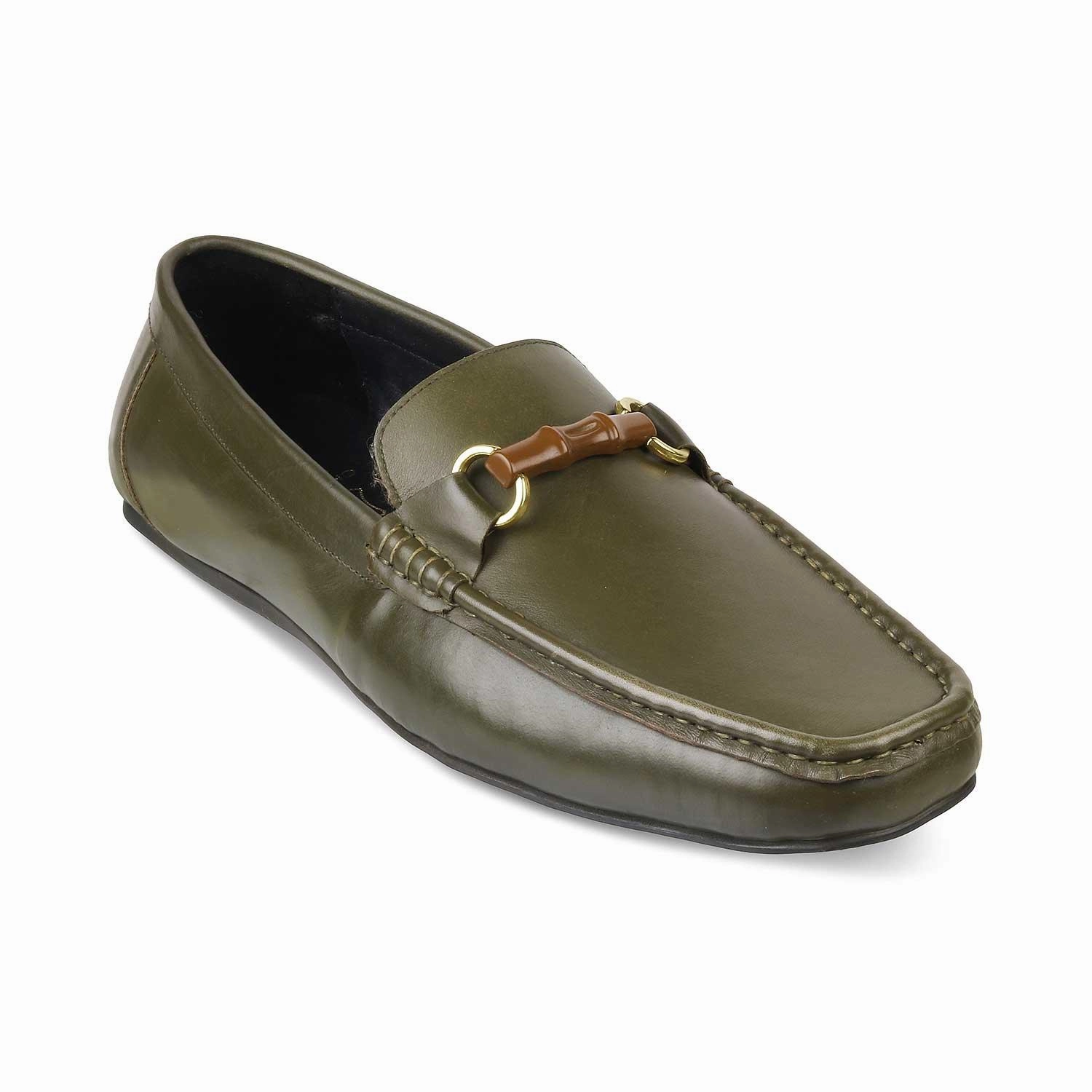 The Porter-2 Green Men's Leather Loafers Tresmode Dr Martens Platform Loafers