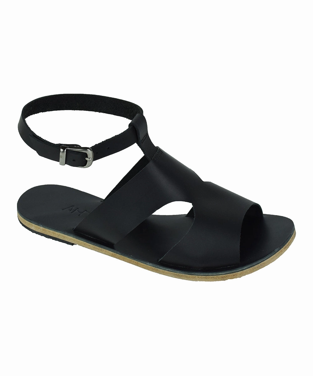 San Vincente Blvd - Stylish Anklet Strap Sandals | Black Flat Sandals Dressy