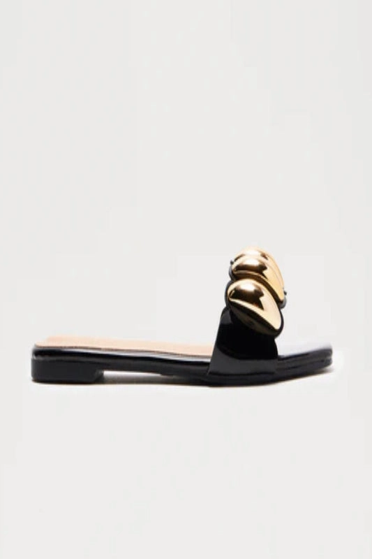 Flat Sandal with Gold Accents Flip Flop Sandals