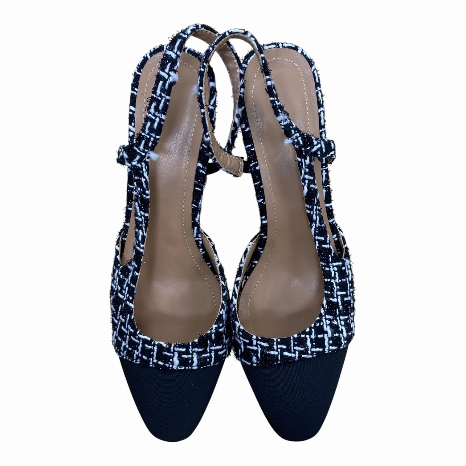 Shoes Heels Kitten In Black & White, Size:8.5 High Heel Shoe Caps For Grass