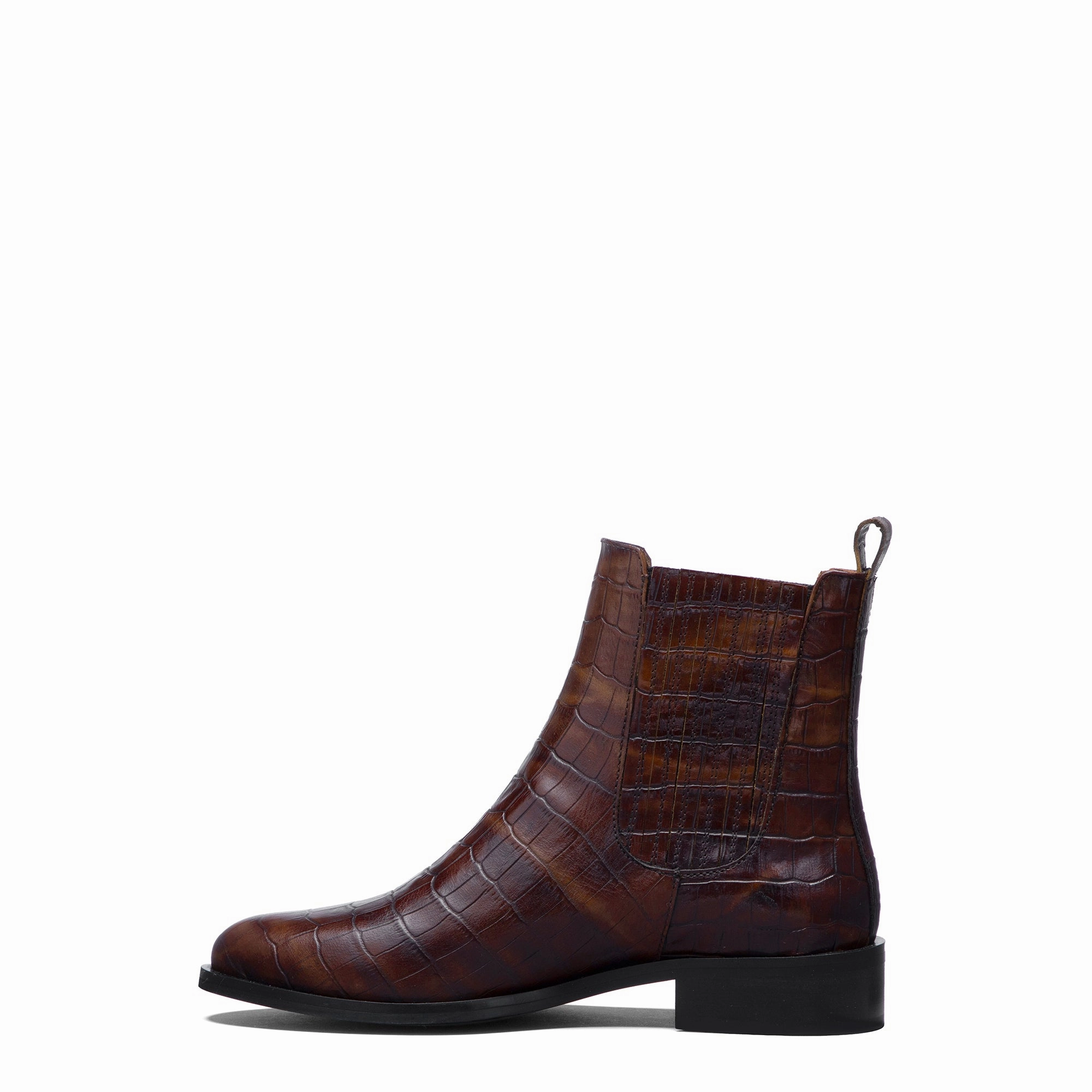 Ostrich Vendme Chey Croco Brown Calfskin Leather Chelsea Boots