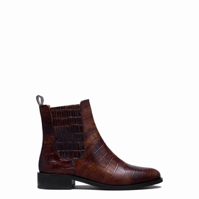 Vendme Chey Croco Brown Calfskin Leather Chelsea Boots Darwin Leather Chelsea Boots