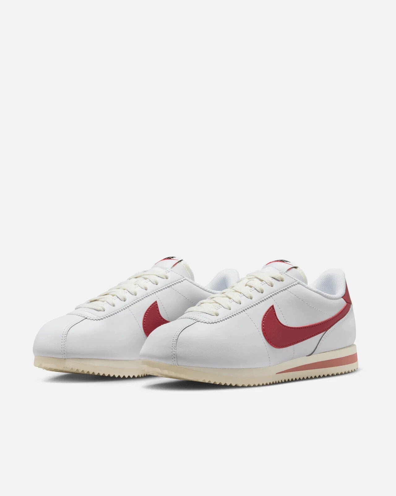 Nike Usa Shoes Nike Cortez DN1791-103 Sneaker Women's White Red Leather Lace Up Lifestyle Shoes