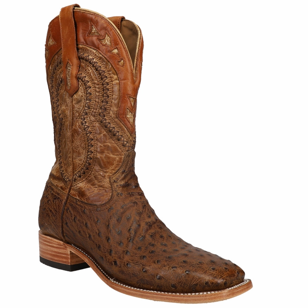 Orix Embroidered Ostrich Square Toe Cowboy Boots Boots Caiman