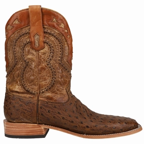 Guinea Boots Straps Orix Embroidered Ostrich Square Toe Cowboy Boots