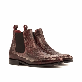 Chelsea Boots 9.5 Burgundy Ostrich Chelsea Boots