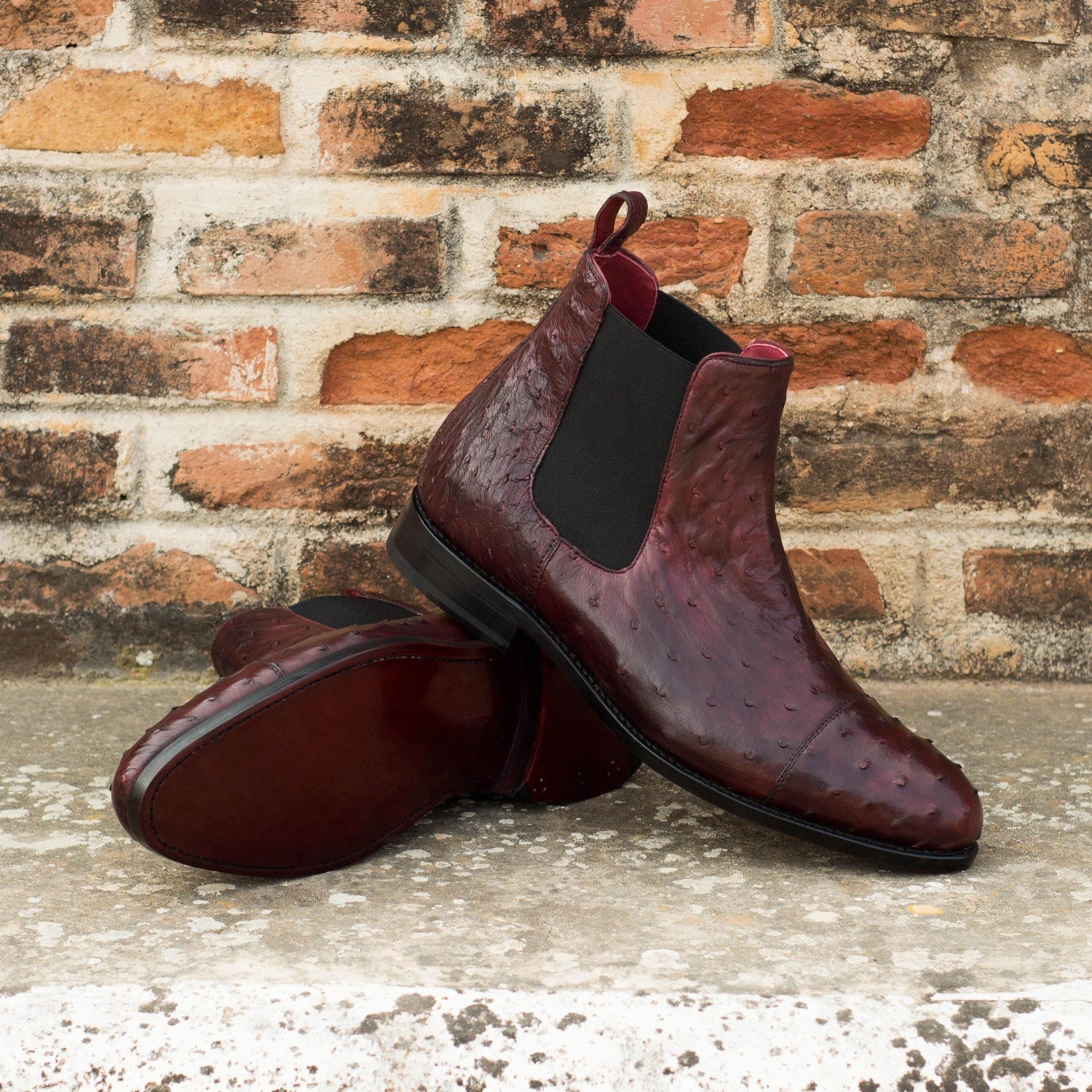 Chelsea Boots With Slacks Burgundy Ostrich Chelsea Boots
