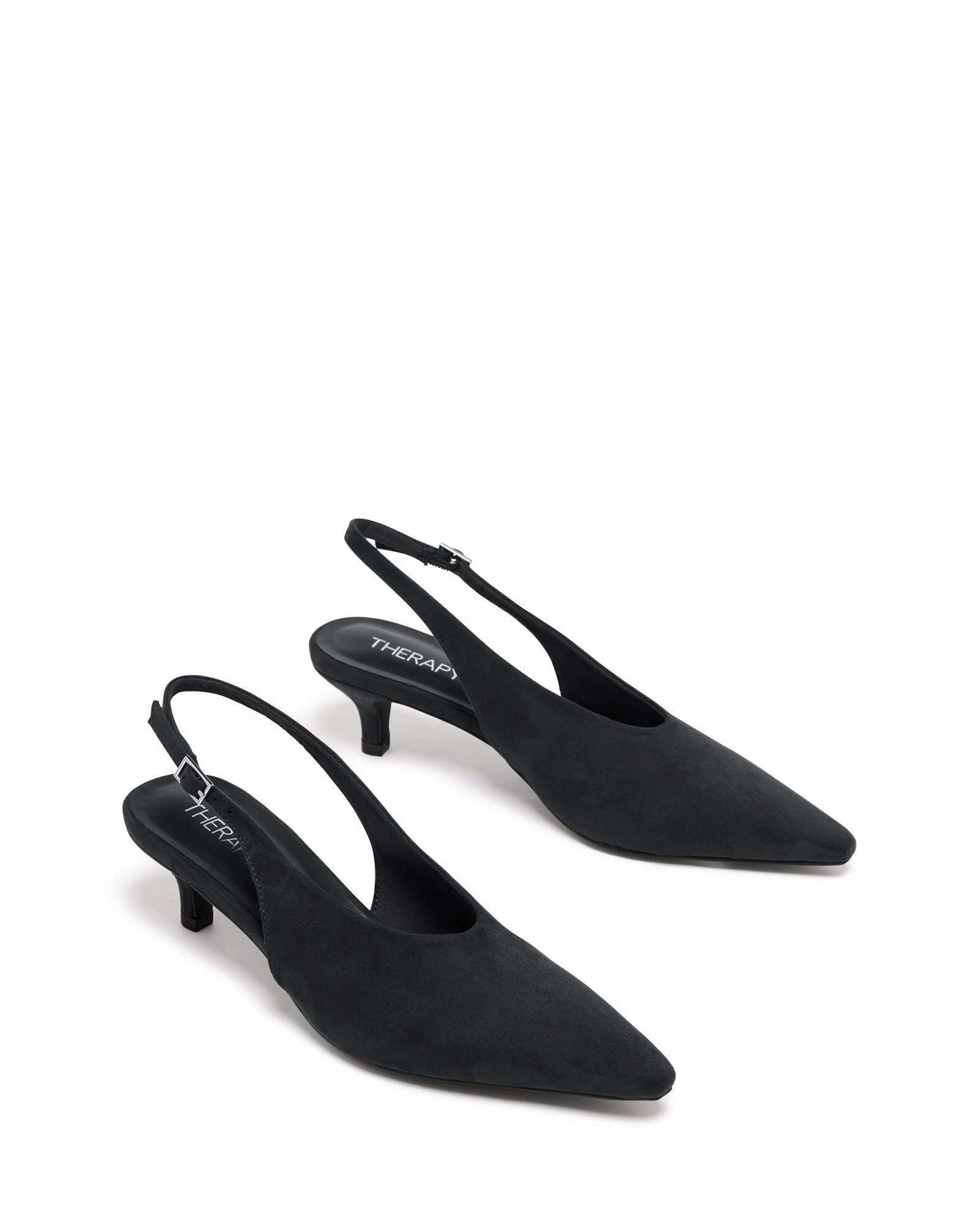 High Heels Shiny Indiana Slingback Heel Black Suede