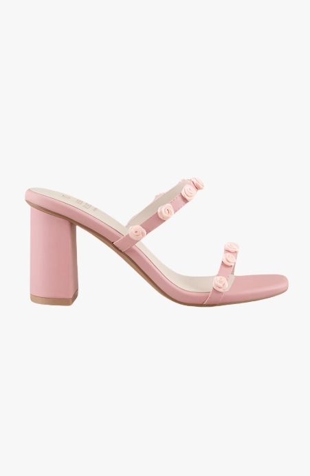 High Heels With Pants Nia Rosette Adorned Heeled Sandal