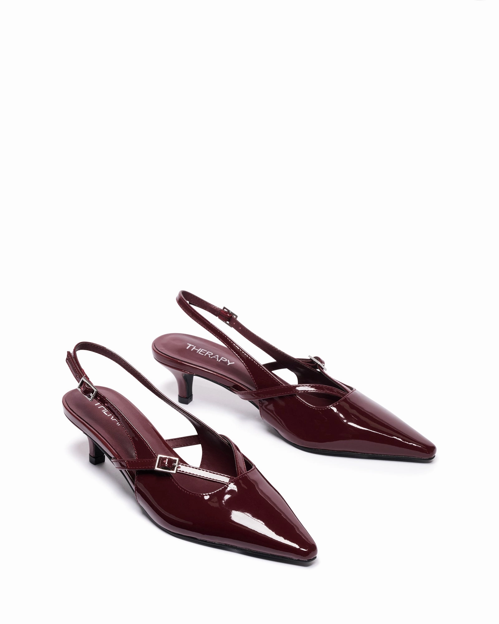 Irving Slingback Heel Bordeaux Patent High Heel Wrap Around