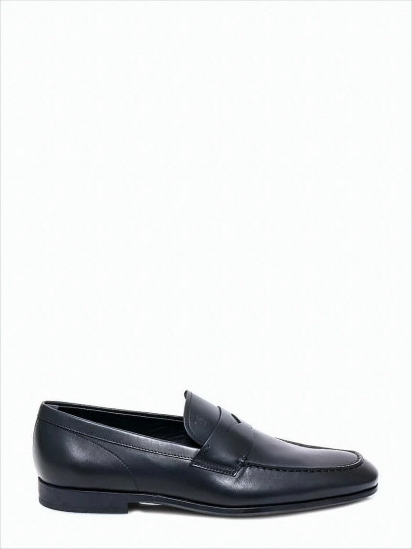 Polished Leather Loafers With Classic Penny Strap Slip On Loafers
