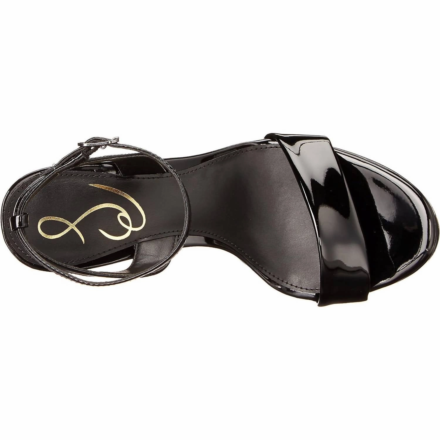 Women's Jade Patent Ankle Strap Heels In Black Patent Comfortable High Heels