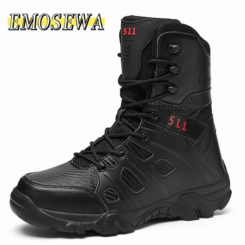 Boots Insulated Waterproof EMOSEWA Quality Leather Men Work/Hiking Boots Military Style Waterproof / FREE Shipping