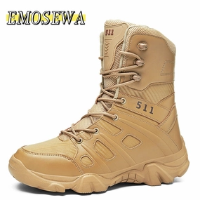 EMOSEWA Quality Leather Men Work/Hiking Boots Military Style Waterproof / FREE Shipping Cowboy Boots Wide Calf