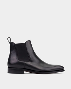 Platform Heeled Chelsea Boots Bennett Black Chelsea Boot with Half-Rubber Soles - 722