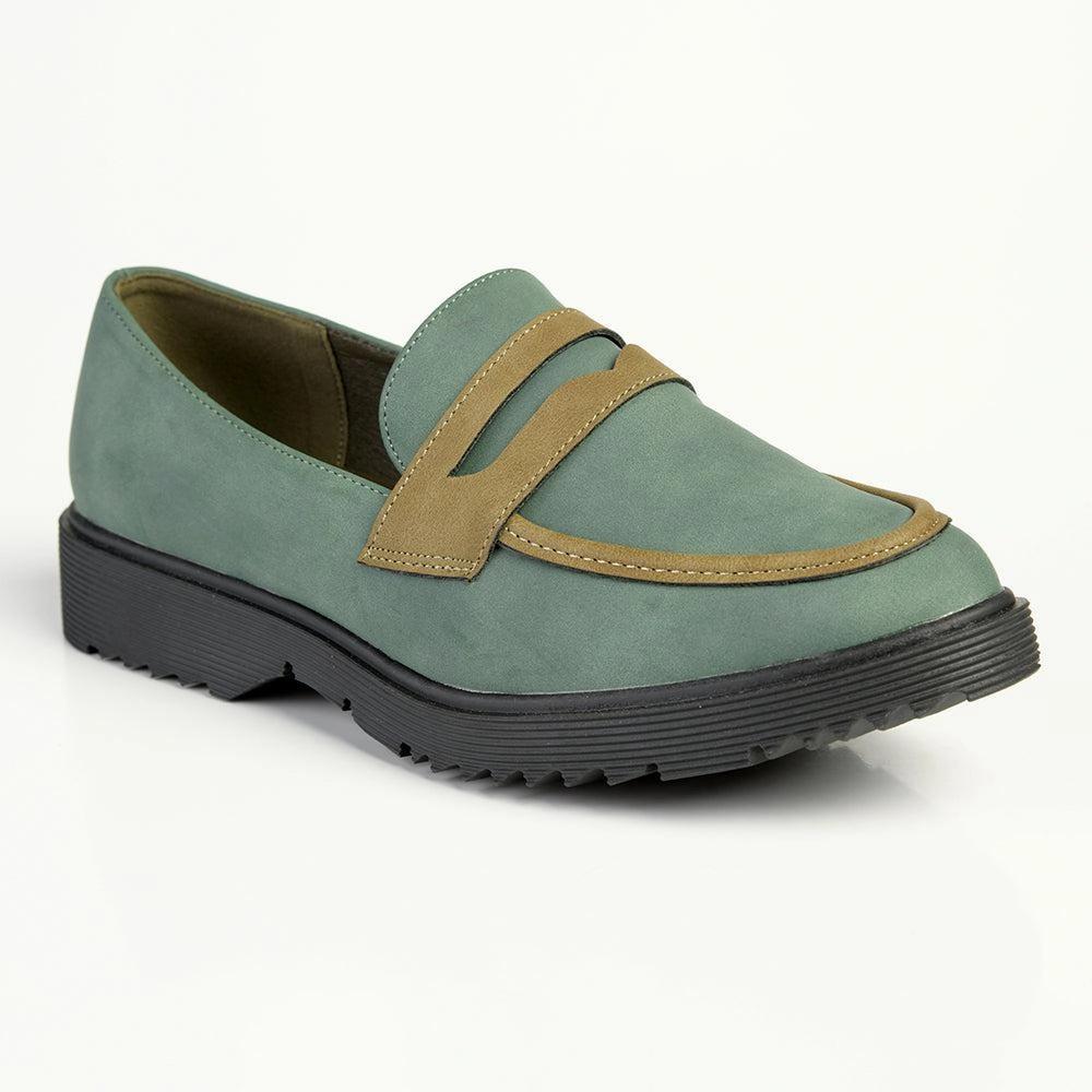 School Shoes Brogues Madison Piper Slip On Brogue - Emerald Green