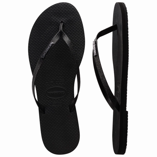 HAVAIANAS YOU GLITTER - BLACK Holiday Flip Flops