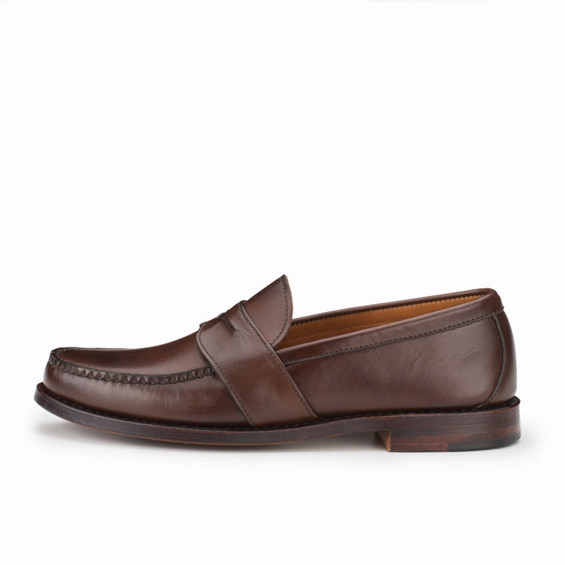 Weltline Penny Loafers - Dark Brown Calf Zagreb Heeled Loafers