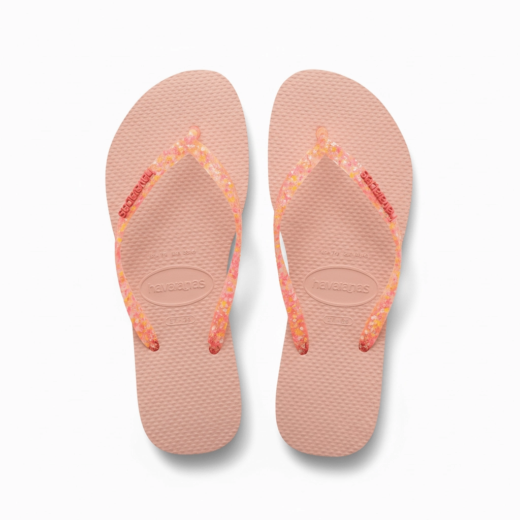 Havaianas Girl's Slim Glitter iridescent Pink (Sizes 2728-3334) Retro Rainbow Flip Flops