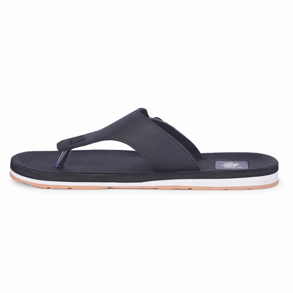 Flip Flops For Wide Flat Feet A-HA Casual Black Flip Flop For Men ANCO-01 By Liberty