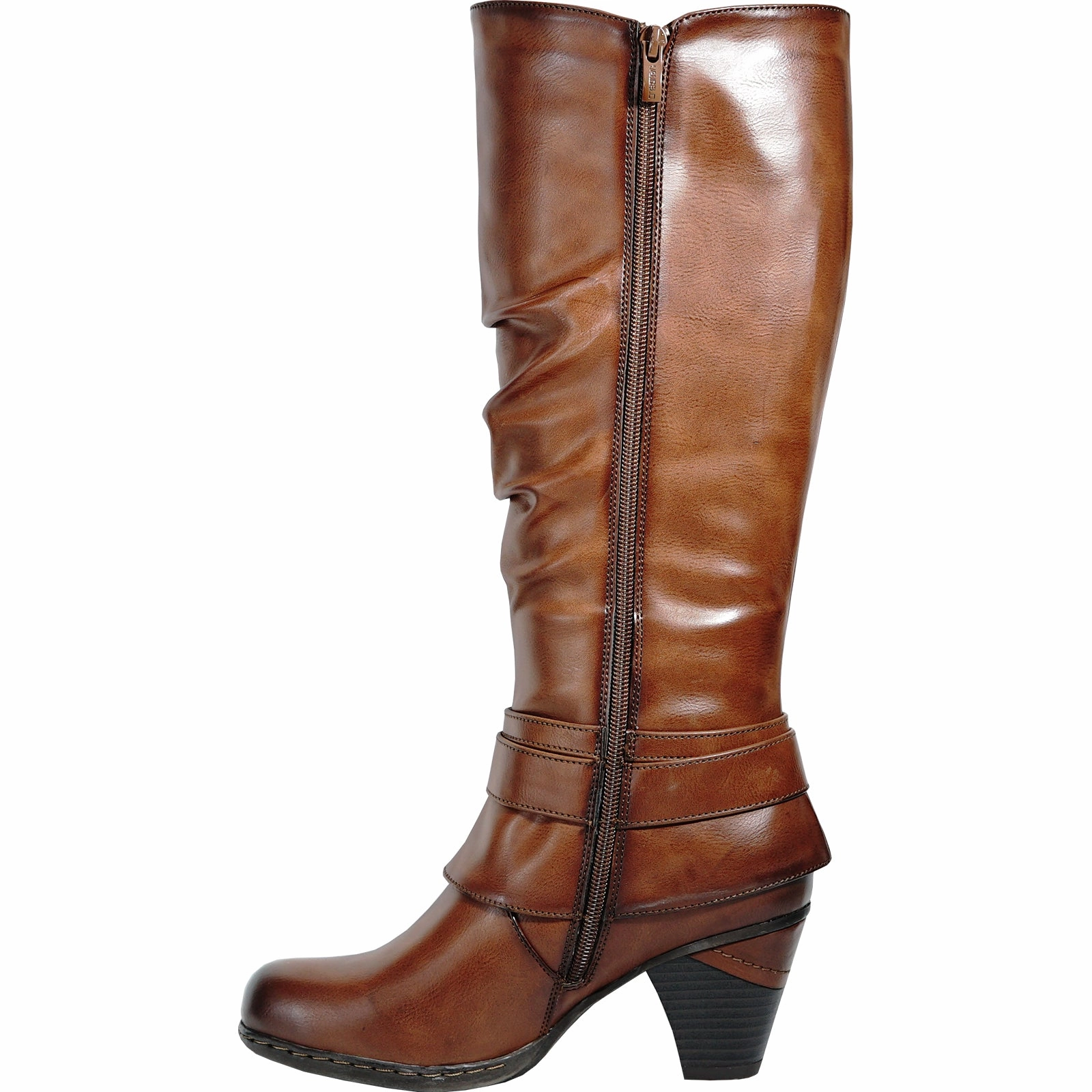 VANGELO Women Boot HF5429 knee Dress Boot BROWN Knee High Leather Pointed Boots