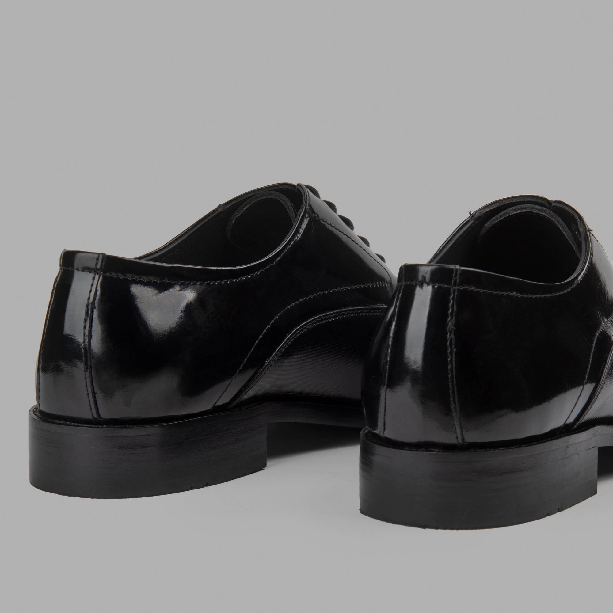 Green Lace Up Shoes BRIO Genuine Leather Derby Cap Toe Glossy Shoes  Black