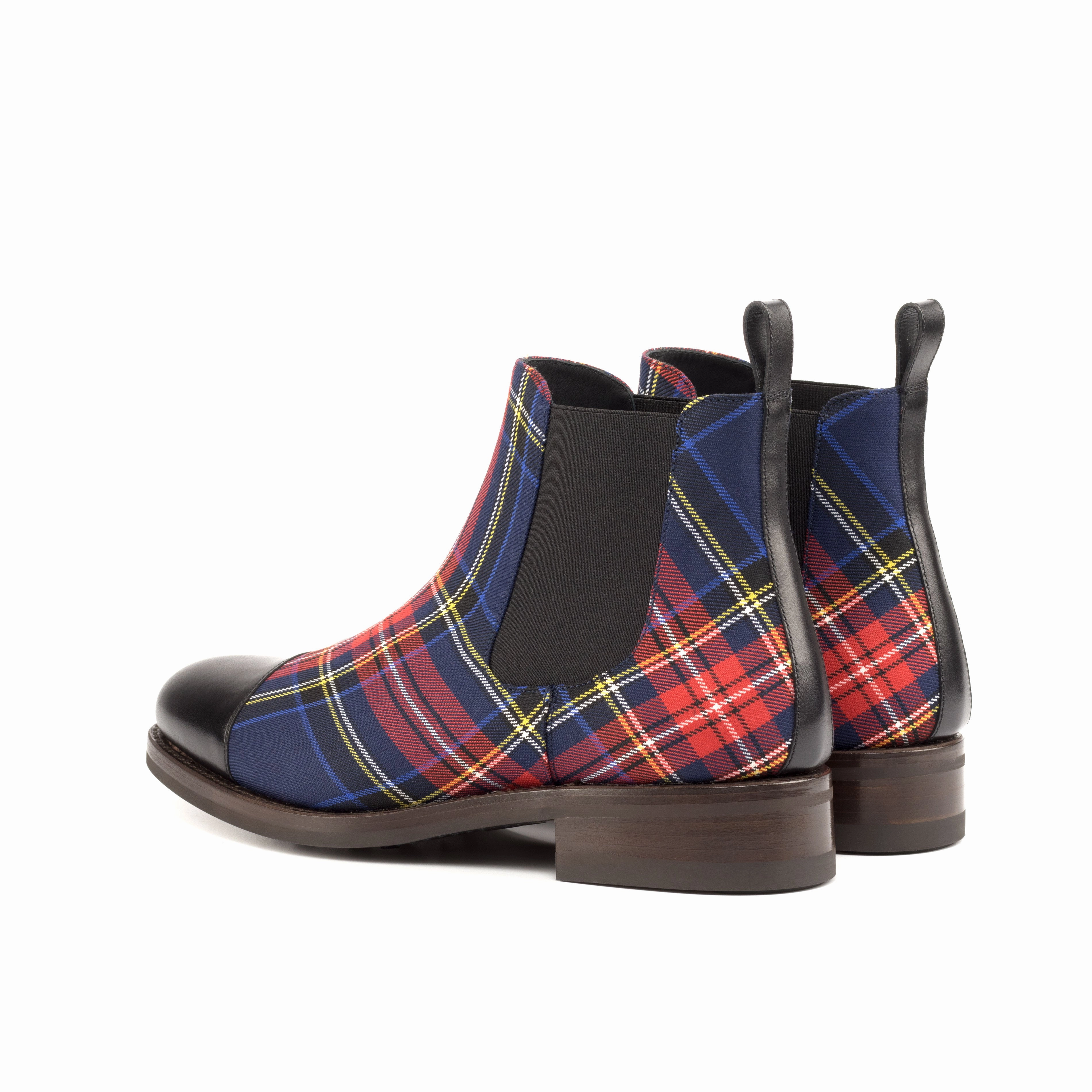 Black Calf & Tartan Chelsea Boots Water Resistant Chelsea Lug Boot