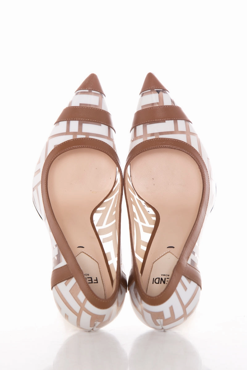 High Heel Foot Jobs Fendi Brown & Gold PVC Heels SZ 36.5