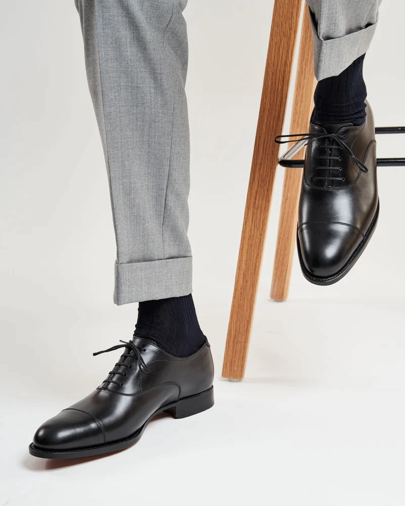 Black Cap Toe Oxford Dress Shoe Italian Oxfords