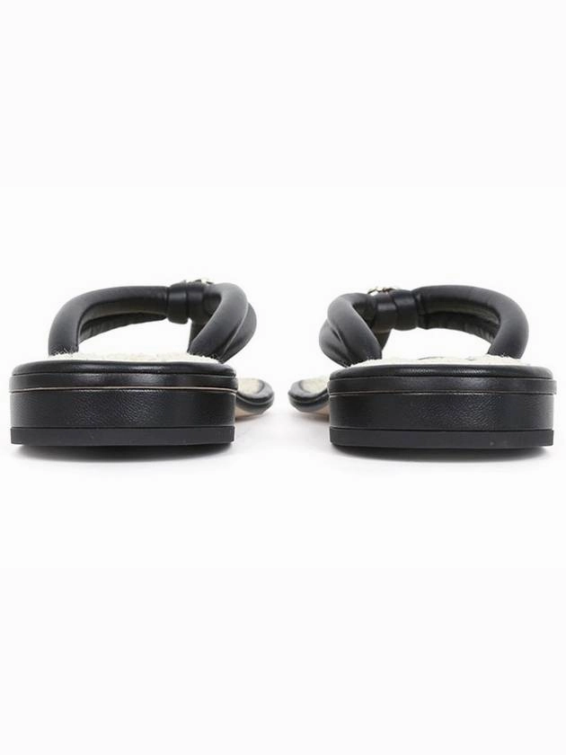 CC Logo Double String Flip Flops Black Chanel Silver Slippers Program