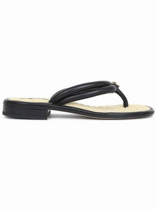 Slippers Foot Pain CC Logo Double String Flip Flops Black Chanel